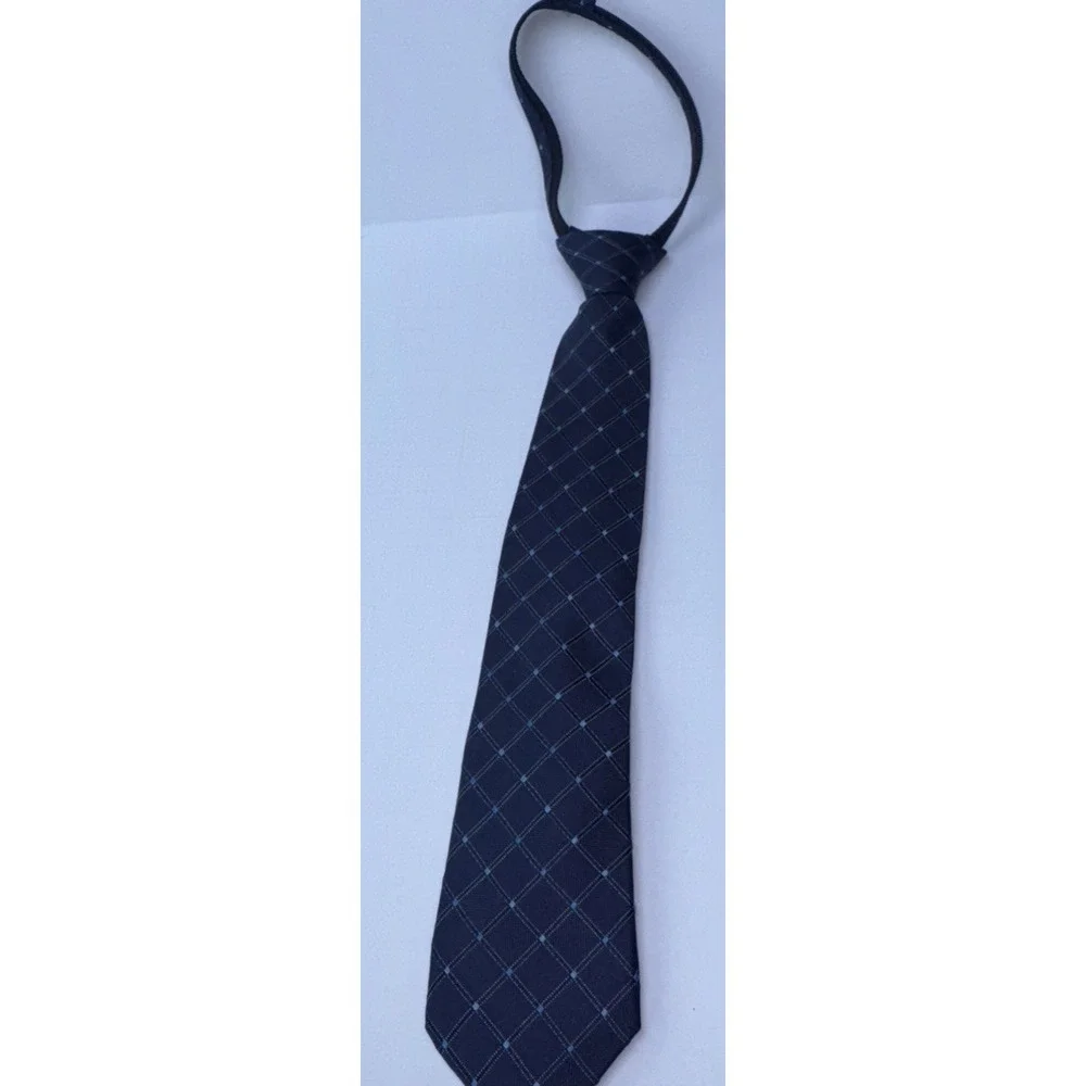 NAUTICA Boys Zipper Necktie Blue 100% Silk Preppy Family Photos Wedding